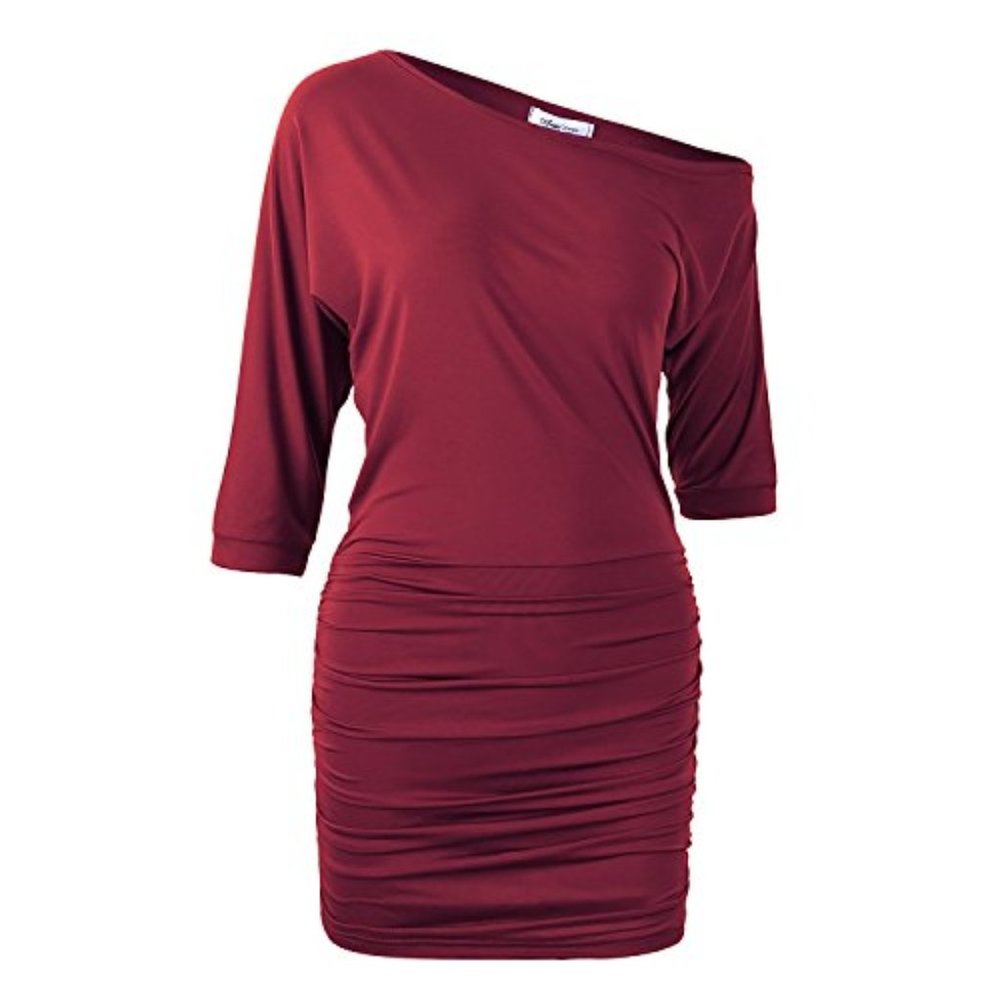 Red Off Shoulder Mini Club/Party Dress